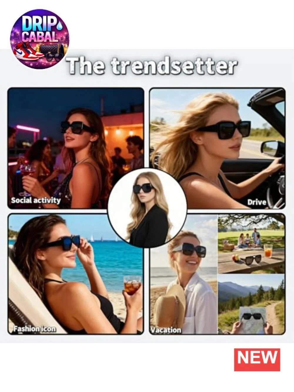 Oversized Square Sunglasses for Women, Retro UV Protection, Lightweight